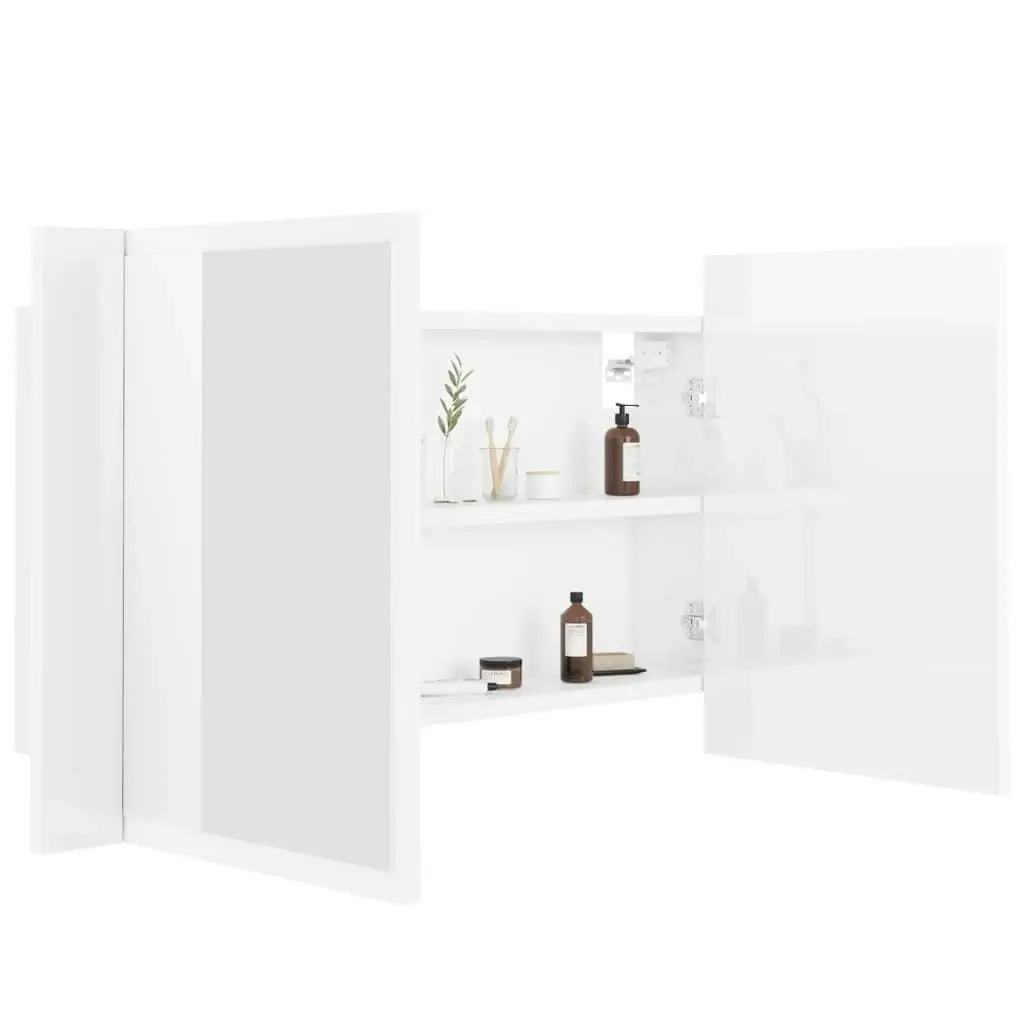 LED Bathroom Mirror Cabinet High Gloss White 80x12x45 cm Acrylic 804969