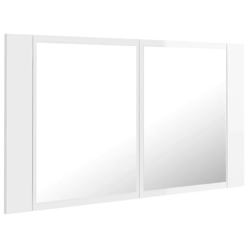 LED Bathroom Mirror Cabinet High Gloss White 80x12x45 cm Acrylic 804969