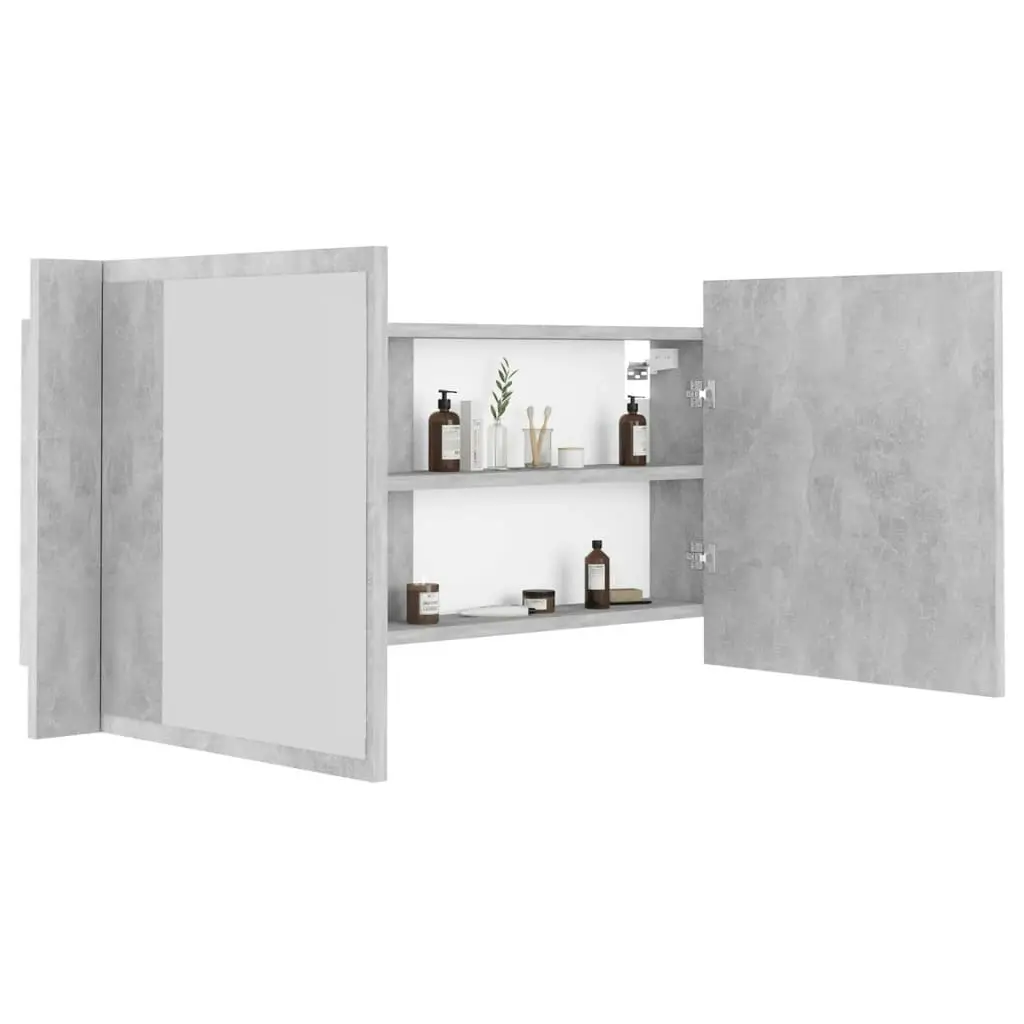 LED Bathroom Mirror Cabinet Concrete Grey 100x12x45 cm Acrylic 804984