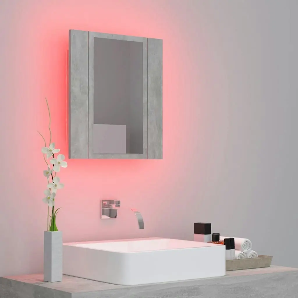 LED Bathroom Mirror Cabinet Concrete Grey 40x12x45 cm Acrylic 804952