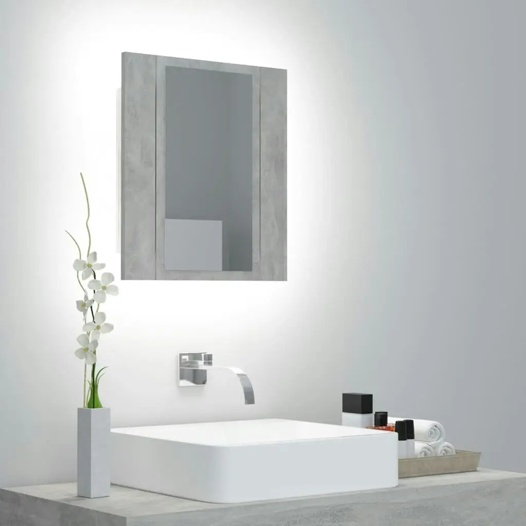 LED Bathroom Mirror Cabinet Concrete Grey 40x12x45 cm Acrylic 804952