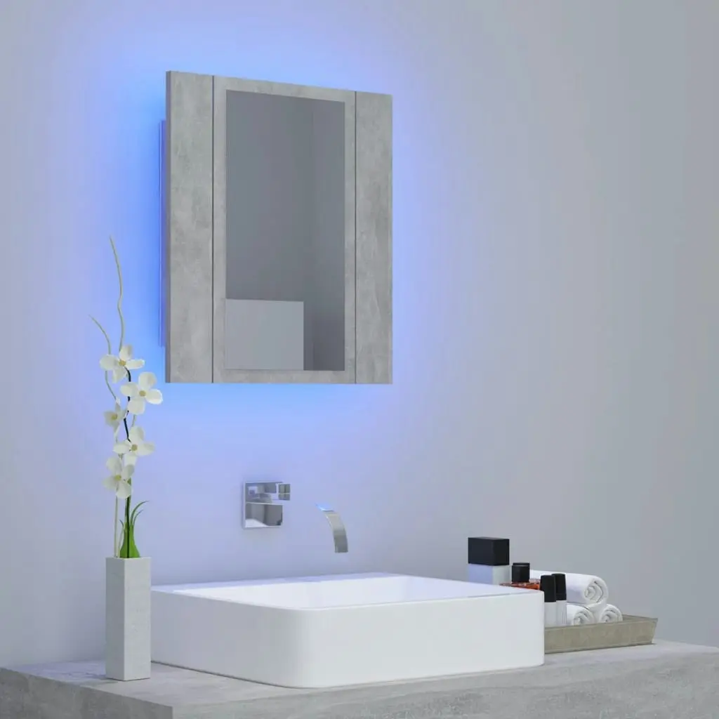 LED Bathroom Mirror Cabinet Concrete Grey 40x12x45 cm Acrylic 804952