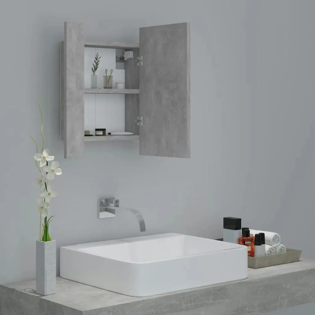 LED Bathroom Mirror Cabinet Concrete Grey 40x12x45 cm Acrylic 804952