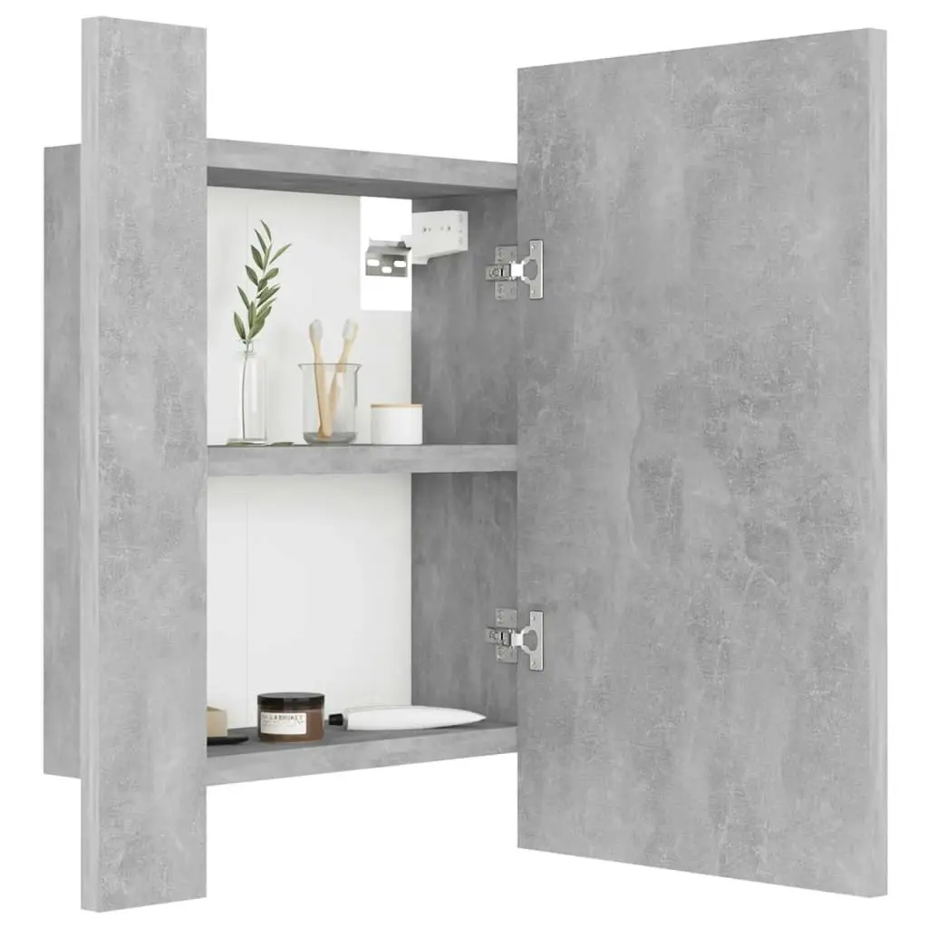 LED Bathroom Mirror Cabinet Concrete Grey 40x12x45 cm Acrylic 804952