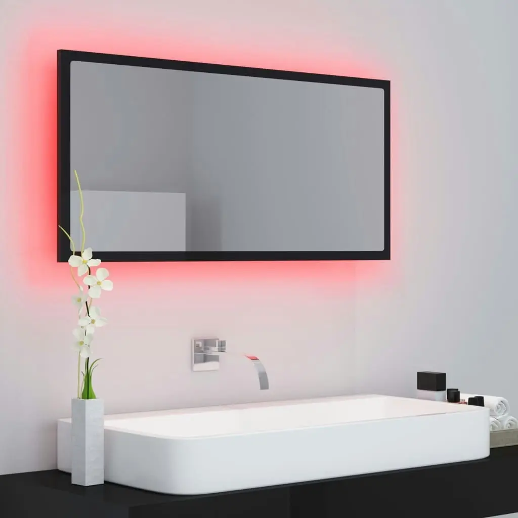 LED Bathroom Mirror High Gloss Black 90x8.5x37 cm Acrylic 804938