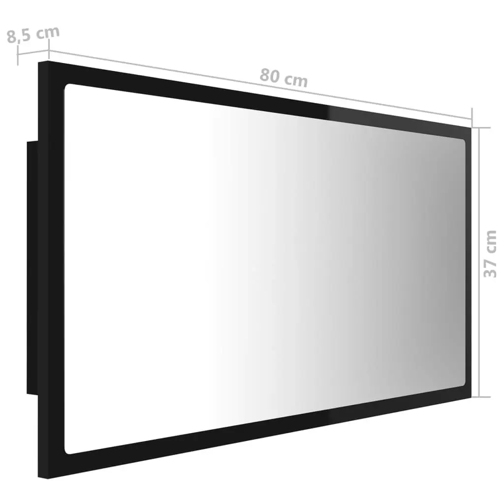 LED Bathroom Mirror High Gloss Black 80x8.5x37 cm Acrylic 804930