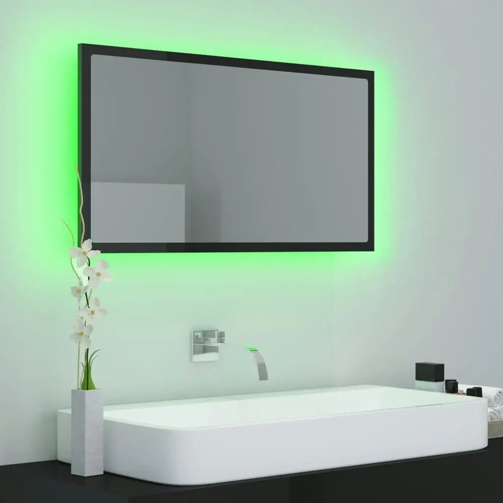 LED Bathroom Mirror High Gloss Black 80x8.5x37 cm Acrylic 804930