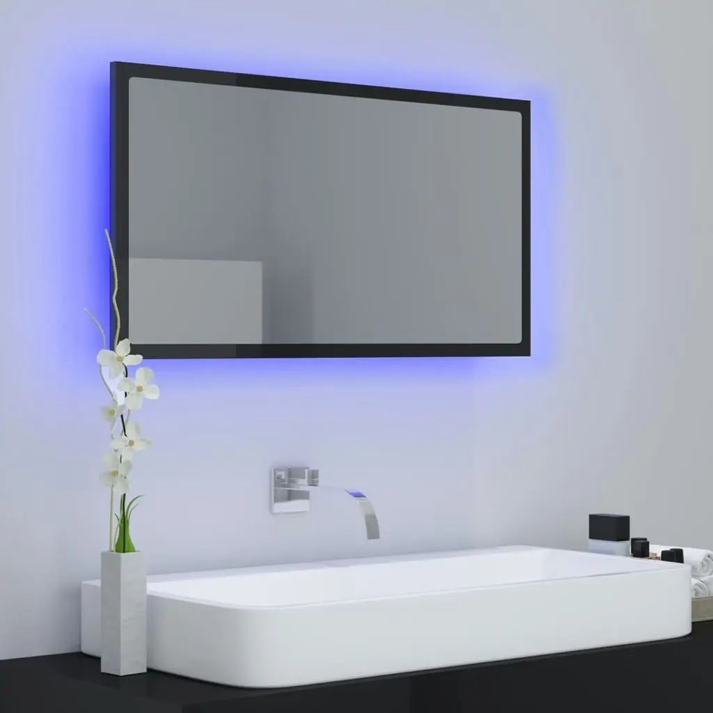 LED Bathroom Mirror High Gloss Black 80x8.5x37 cm Acrylic 804930