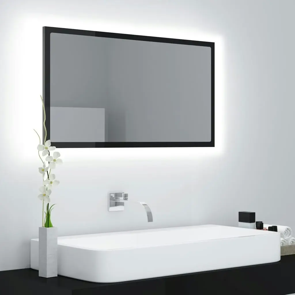 LED Bathroom Mirror High Gloss Black 80x8.5x37 cm Acrylic 804930