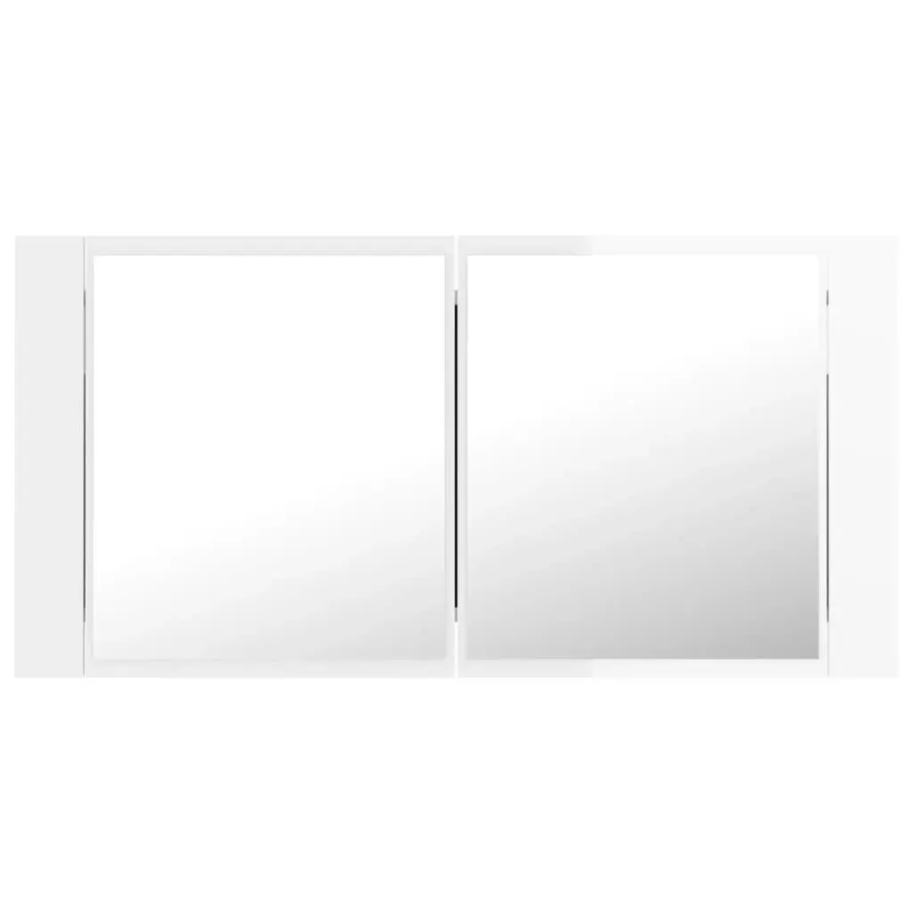 LED Bathroom Mirror Cabinet High Gloss White 90x12x45 cm Acrylic 804977