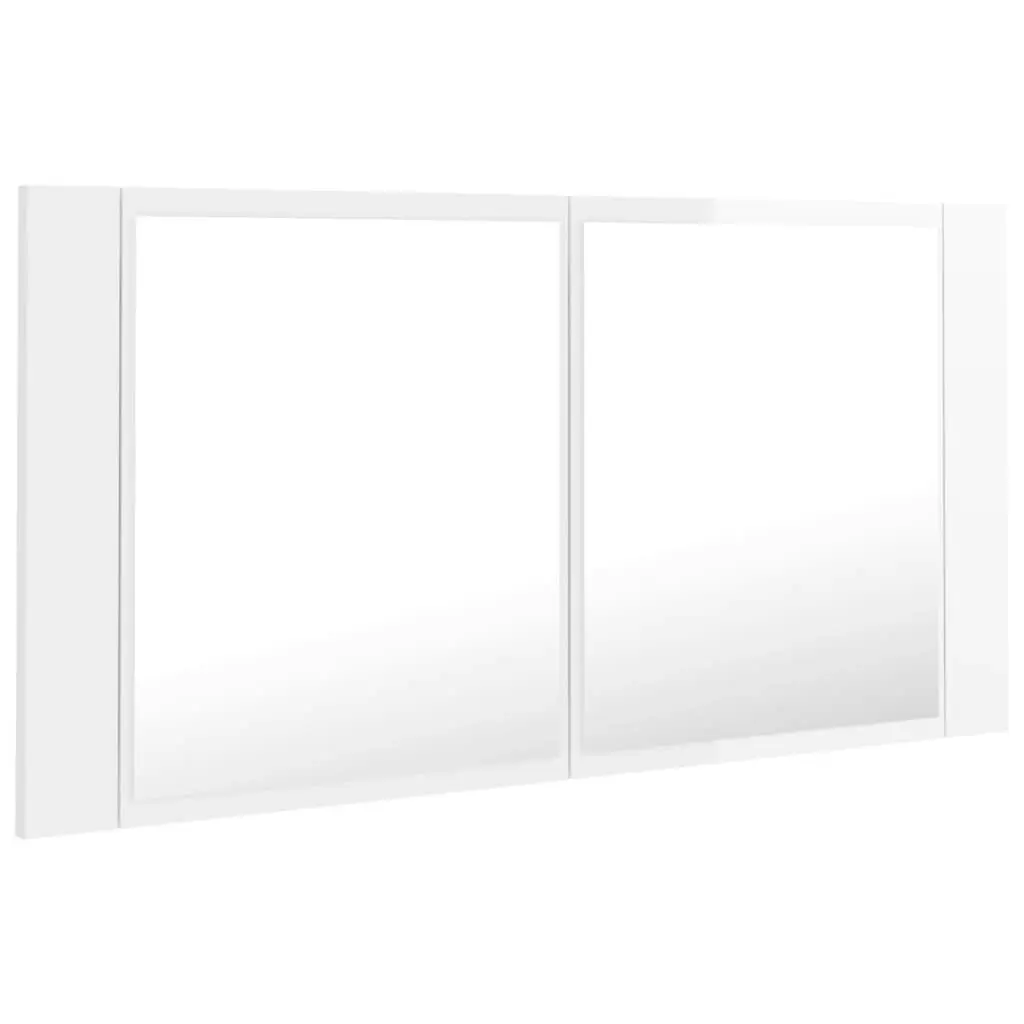 LED Bathroom Mirror Cabinet High Gloss White 90x12x45 cm Acrylic 804977