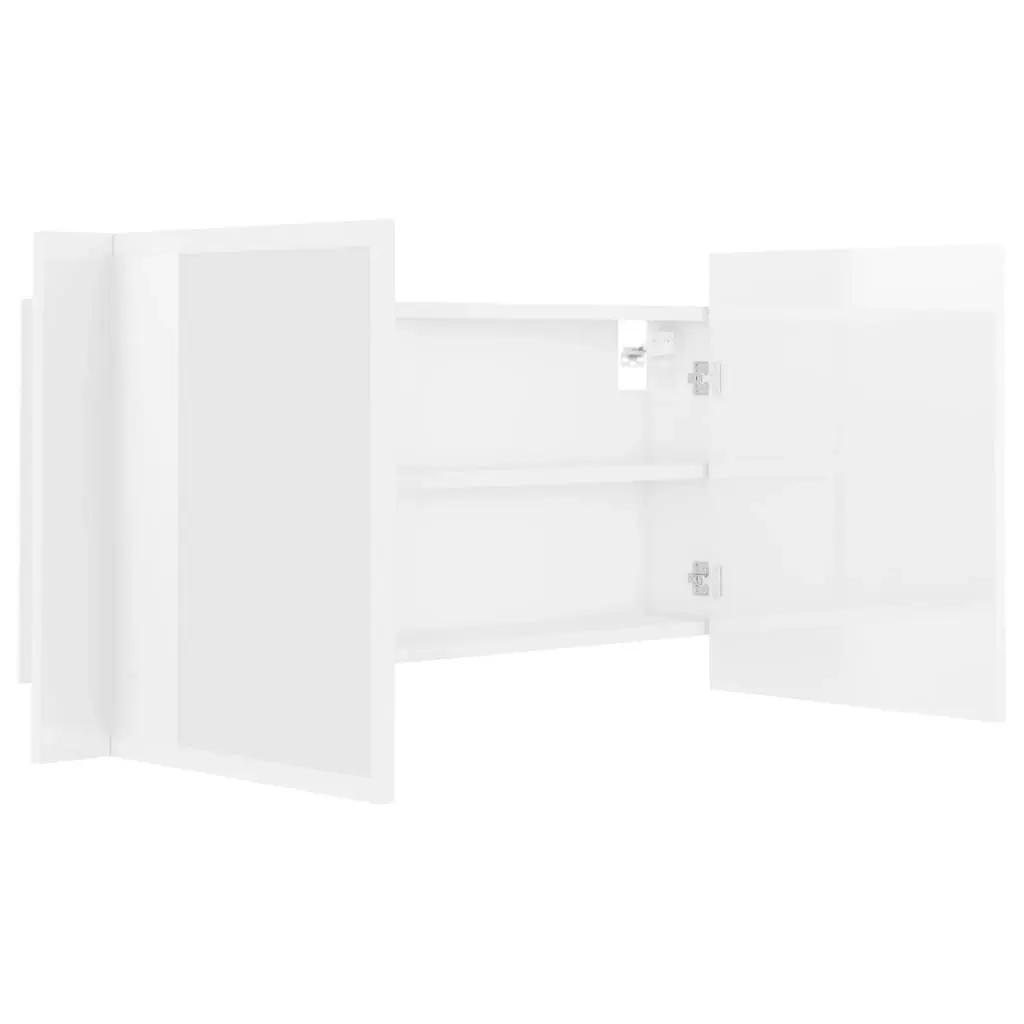 LED Bathroom Mirror Cabinet High Gloss White 90x12x45 cm Acrylic 804977