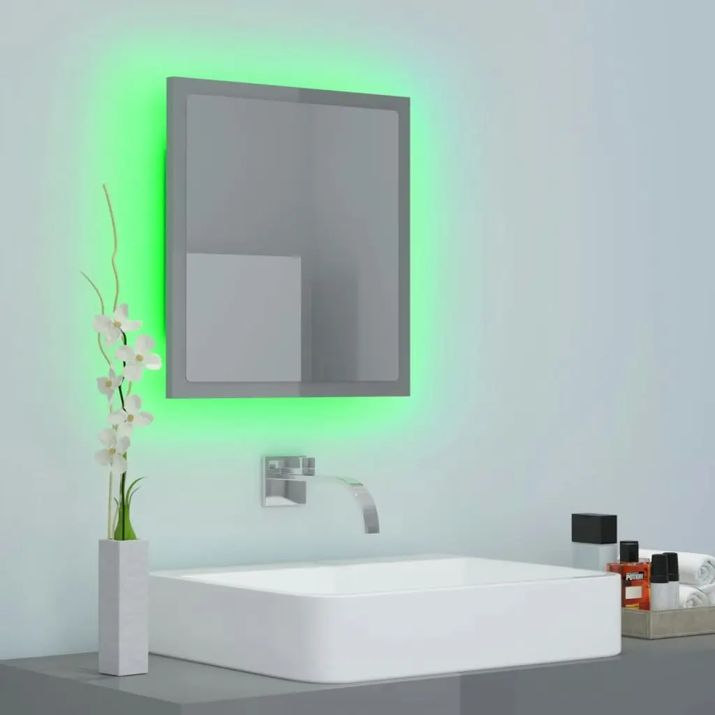 LED Bathroom Mirror High Gloss Grey 40x8.5x37 cm Acrylic 804915