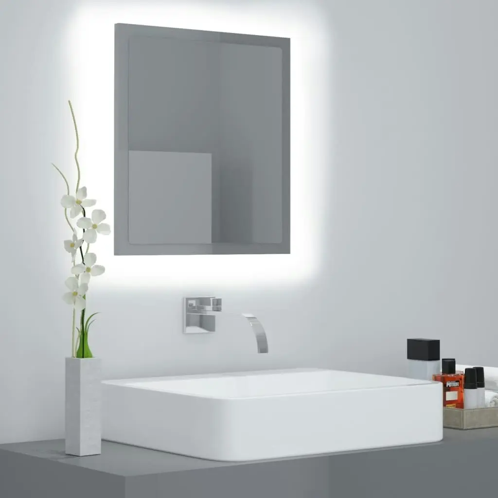 LED Bathroom Mirror High Gloss Grey 40x8.5x37 cm Acrylic 804915