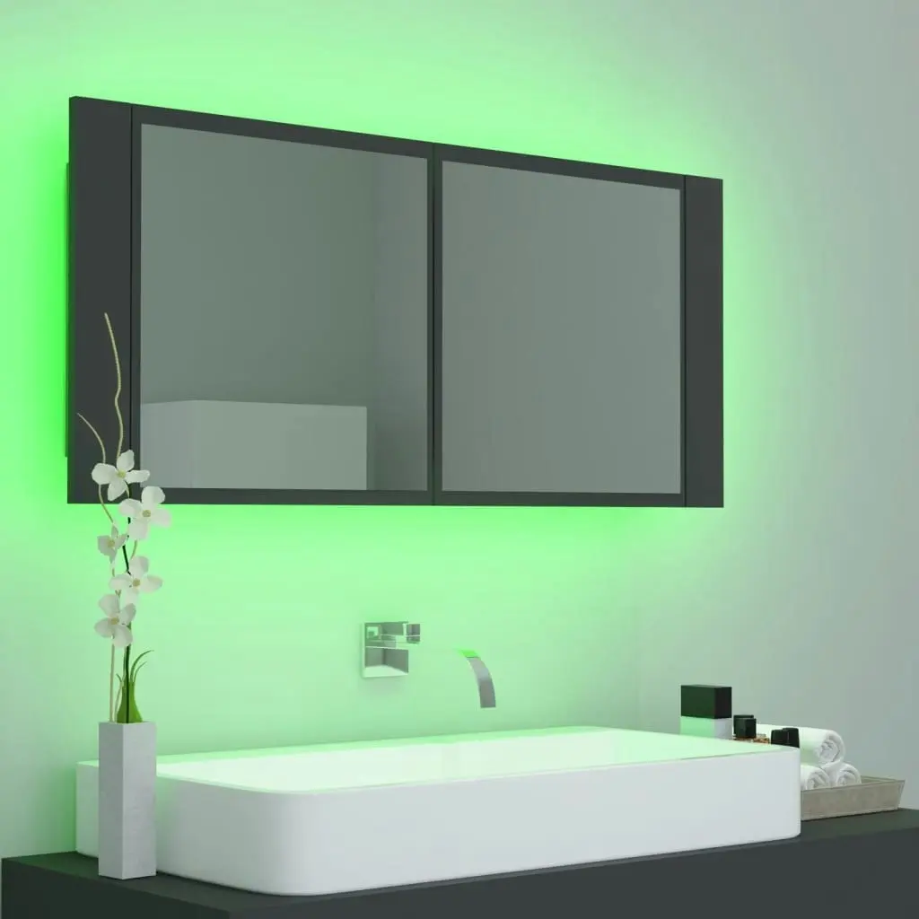 LED Bathroom Mirror Cabinet Grey 100x12x45 cm Acrylic 804982