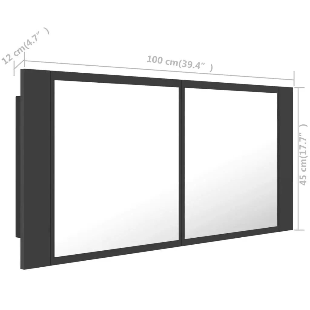 LED Bathroom Mirror Cabinet Grey 100x12x45 cm Acrylic 804982