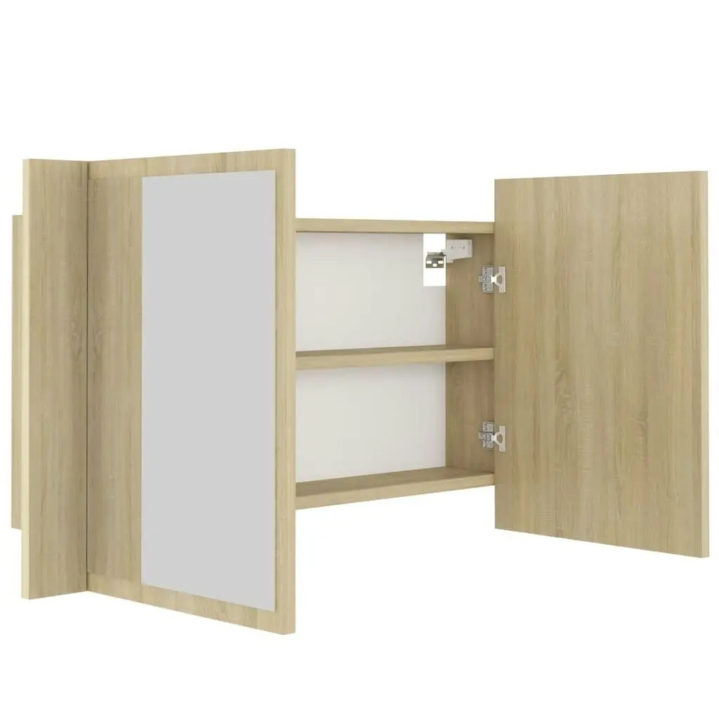 LED Bathroom Mirror Cabinet Sonoma Oak 80x12x45 cm Acrylic 804967