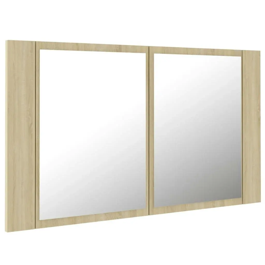 LED Bathroom Mirror Cabinet Sonoma Oak 80x12x45 cm Acrylic 804967