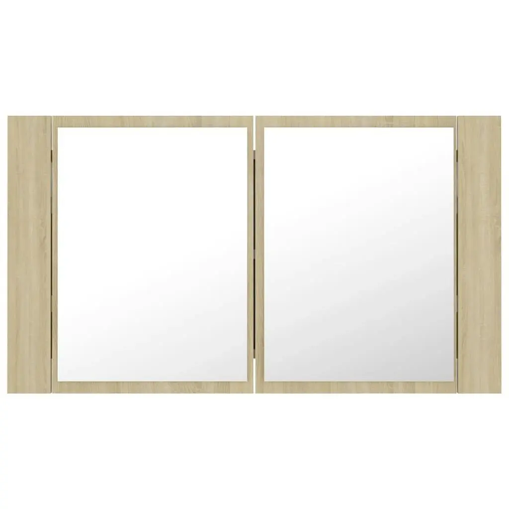 LED Bathroom Mirror Cabinet Sonoma Oak 80x12x45 cm Acrylic 804967