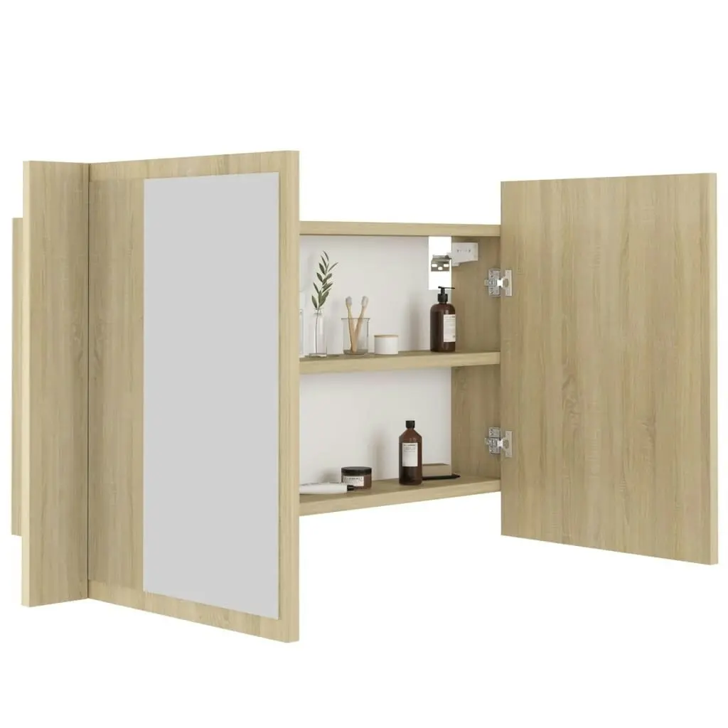 LED Bathroom Mirror Cabinet Sonoma Oak 80x12x45 cm Acrylic 804967