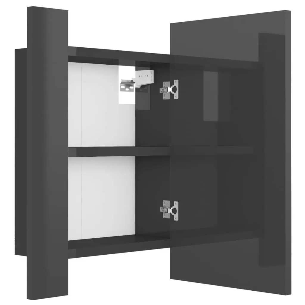 LED Bathroom Mirror Cabinet High Gloss Grey 40x12x45 cm Acrylic 804955