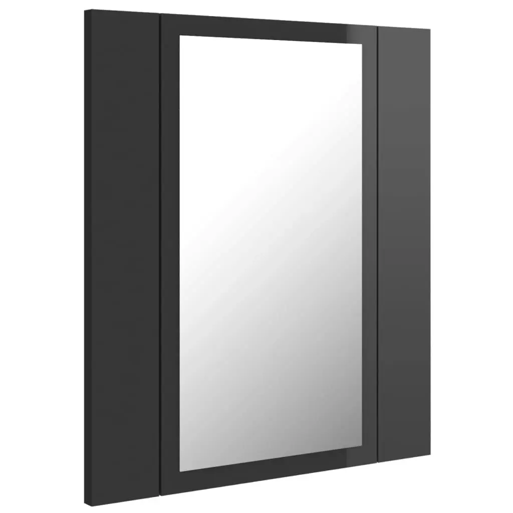 LED Bathroom Mirror Cabinet High Gloss Grey 40x12x45 cm Acrylic 804955