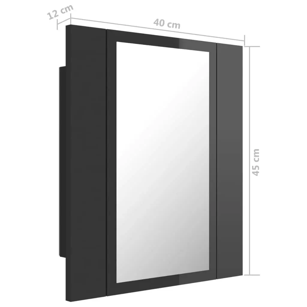 LED Bathroom Mirror Cabinet High Gloss Grey 40x12x45 cm Acrylic 804955