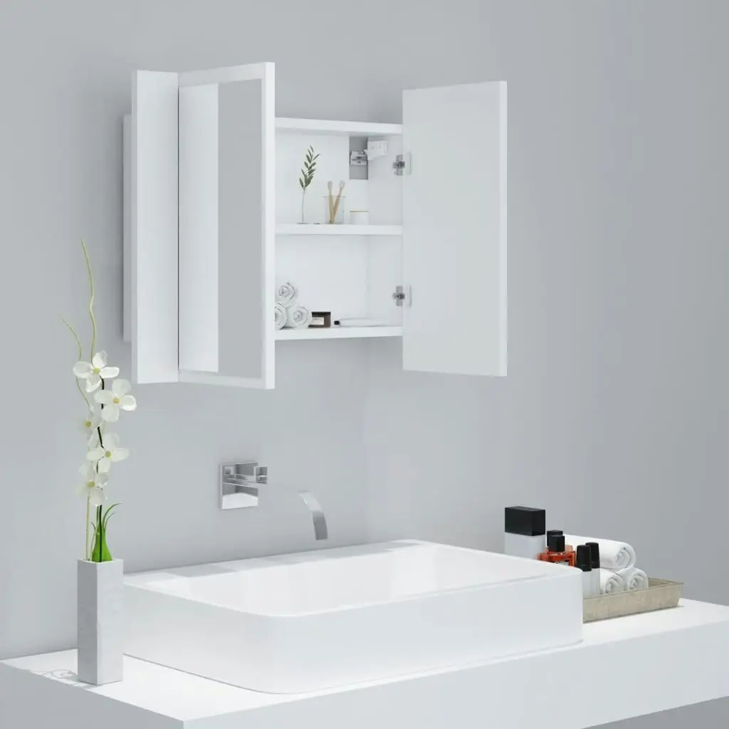 LED Bathroom Mirror Cabinet White 60x12x45 cm Acrylic 804956