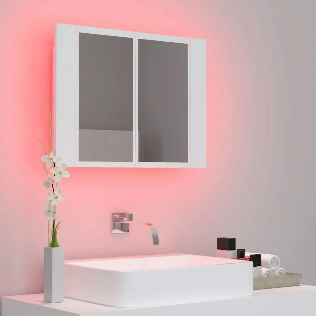 LED Bathroom Mirror Cabinet White 60x12x45 cm Acrylic 804956