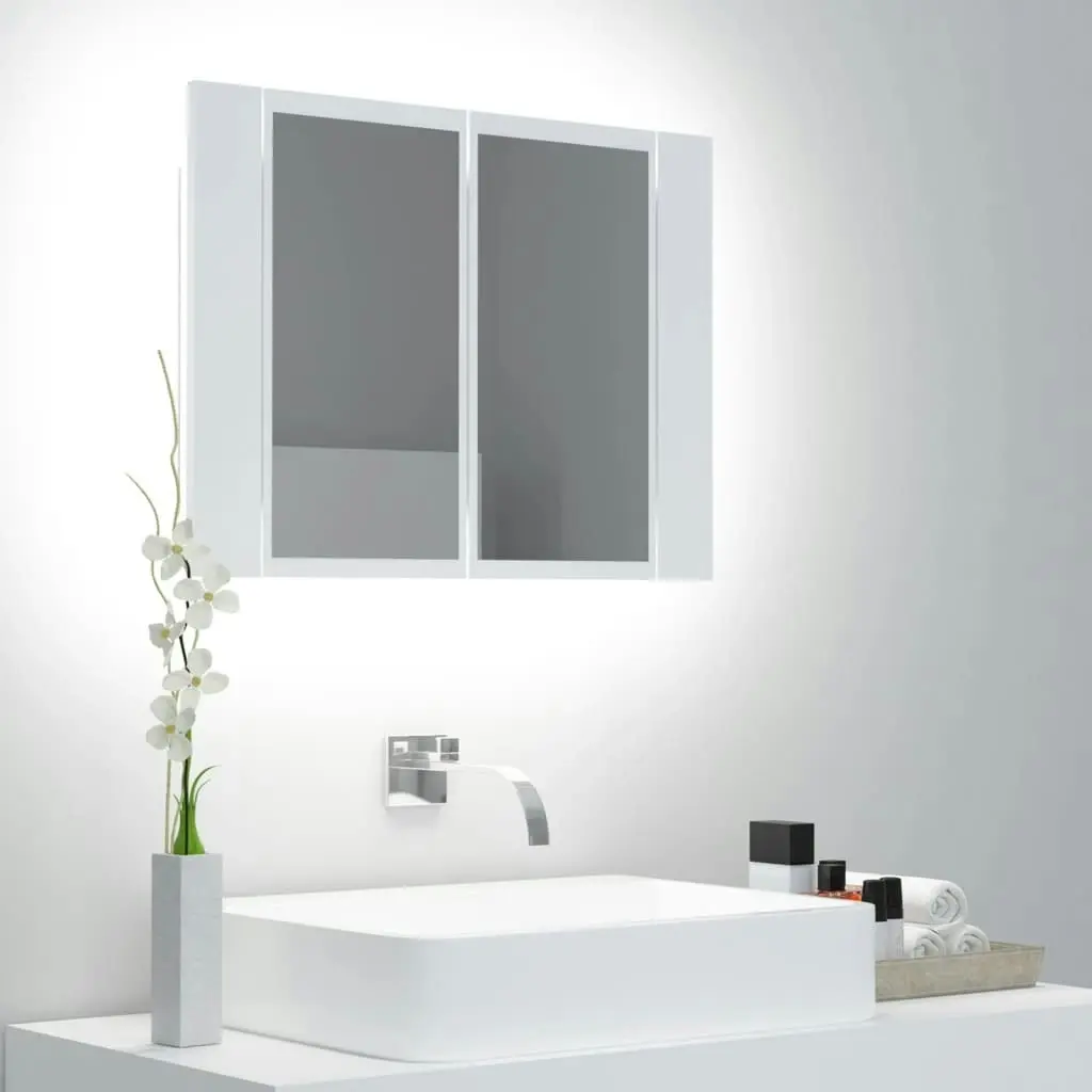 LED Bathroom Mirror Cabinet White 60x12x45 cm Acrylic 804956