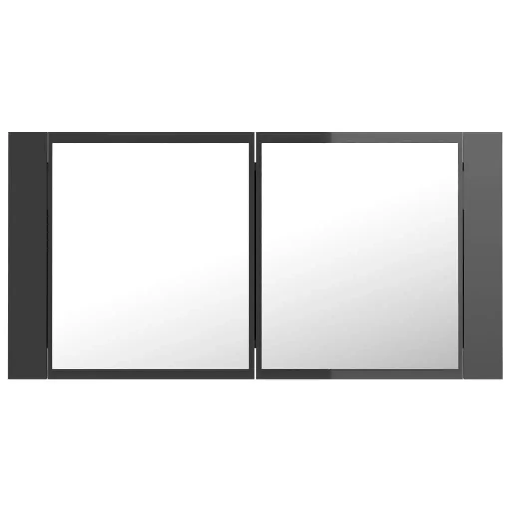 LED Bathroom Mirror Cabinet High Gloss Grey 90x12x45 cm Acrylic 804979