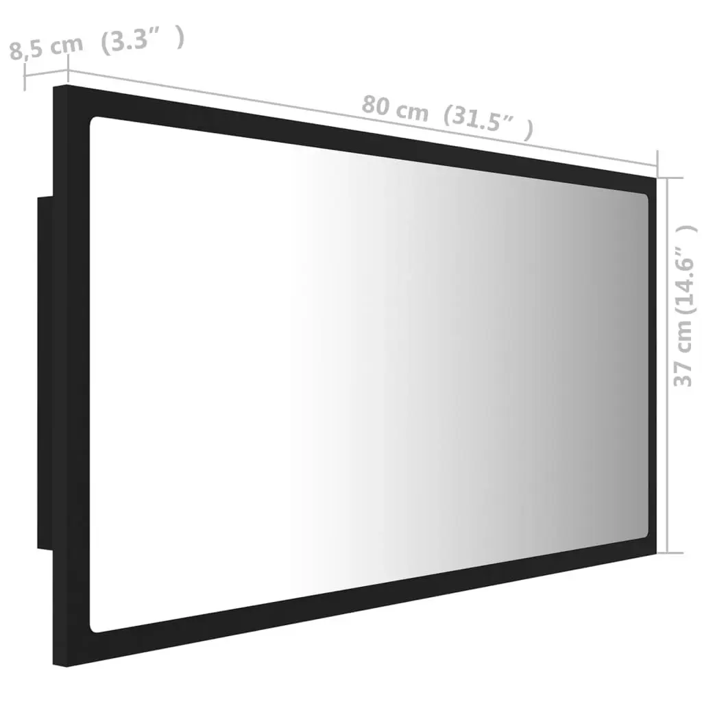 LED Bathroom Mirror Black 80x8.5x37 cm Acrylic 804925