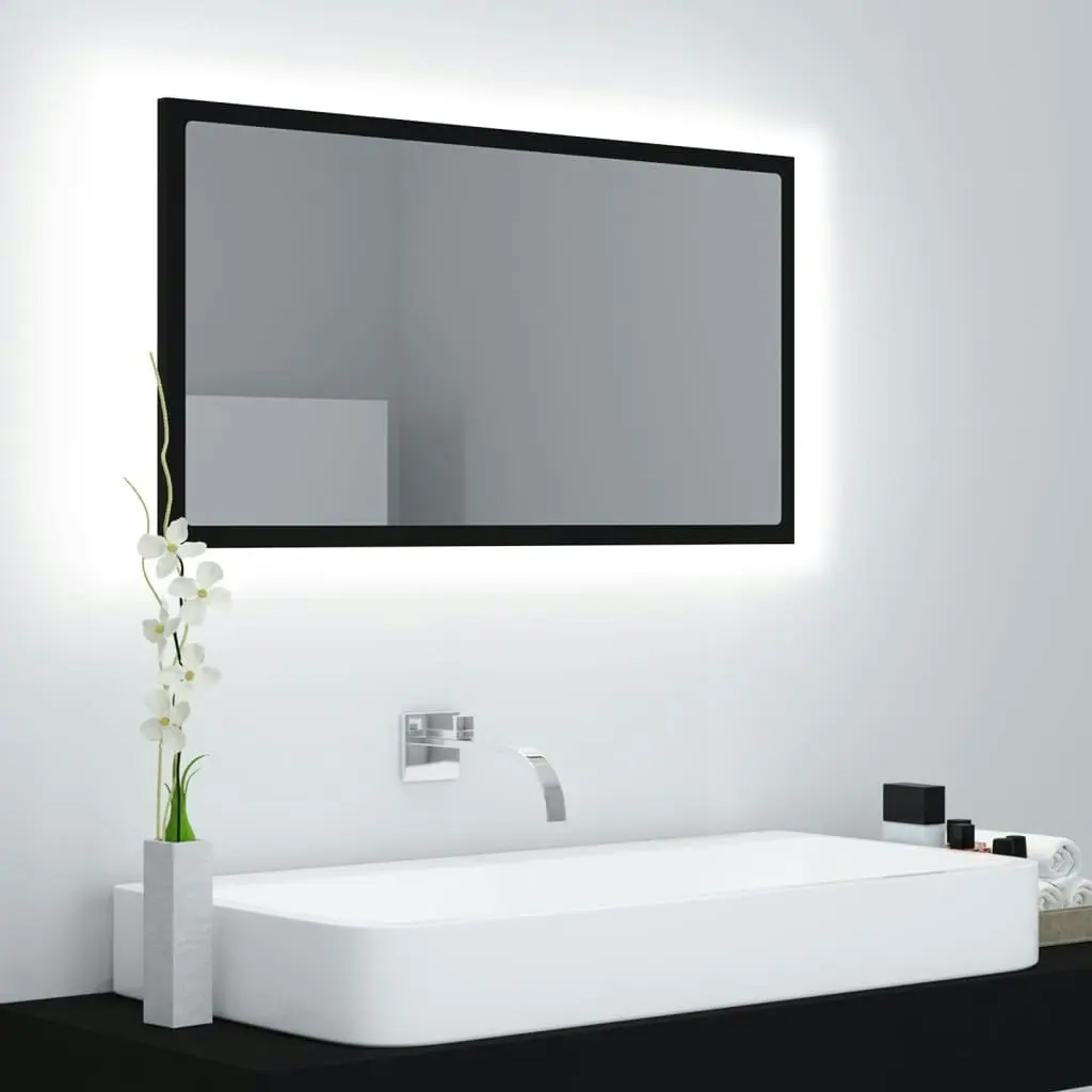 LED Bathroom Mirror Black 80x8.5x37 cm Acrylic 804925