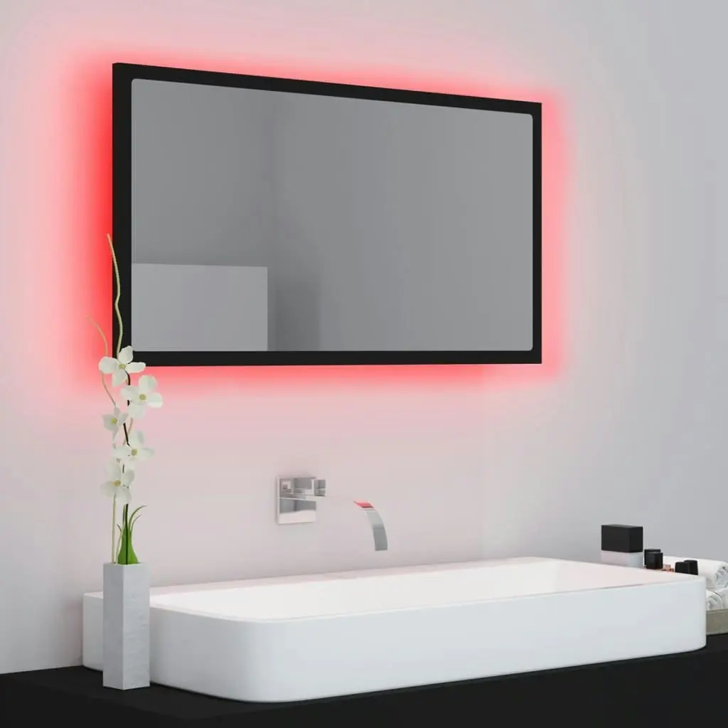 LED Bathroom Mirror Black 80x8.5x37 cm Acrylic 804925