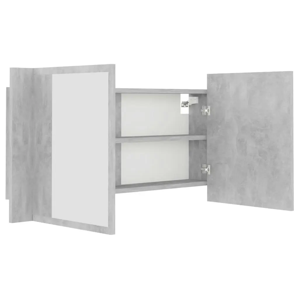 LED Bathroom Mirror Cabinet Concrete Grey 90x12x45 cm Acrylic 804976