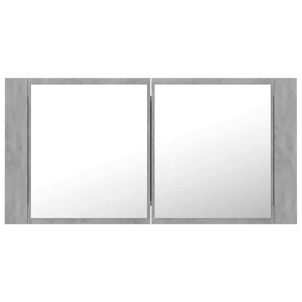 LED Bathroom Mirror Cabinet Concrete Grey 90x12x45 cm Acrylic 804976