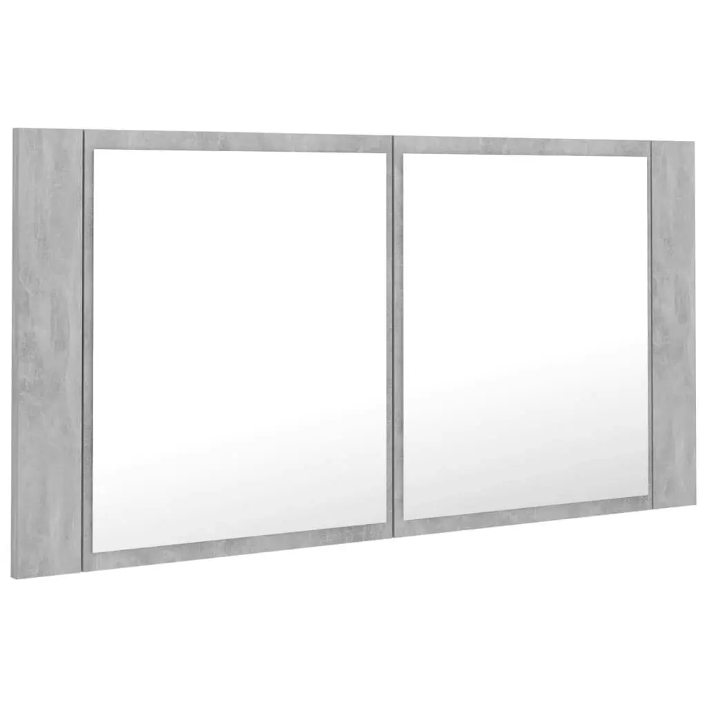 LED Bathroom Mirror Cabinet Concrete Grey 90x12x45 cm Acrylic 804976