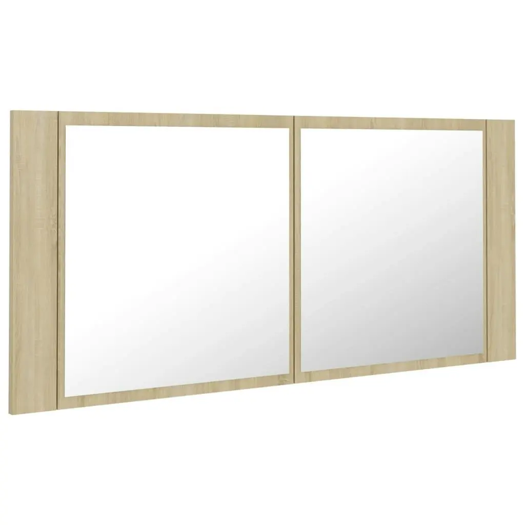 LED Bathroom Mirror Cabinet Sonoma Oak 100x12x45 cm Acrylic 804983