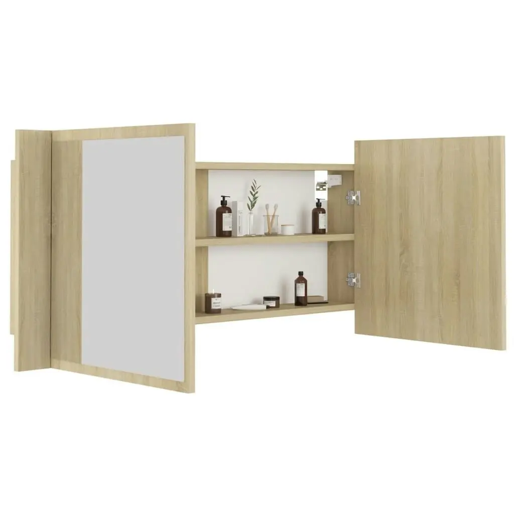 LED Bathroom Mirror Cabinet Sonoma Oak 100x12x45 cm Acrylic 804983