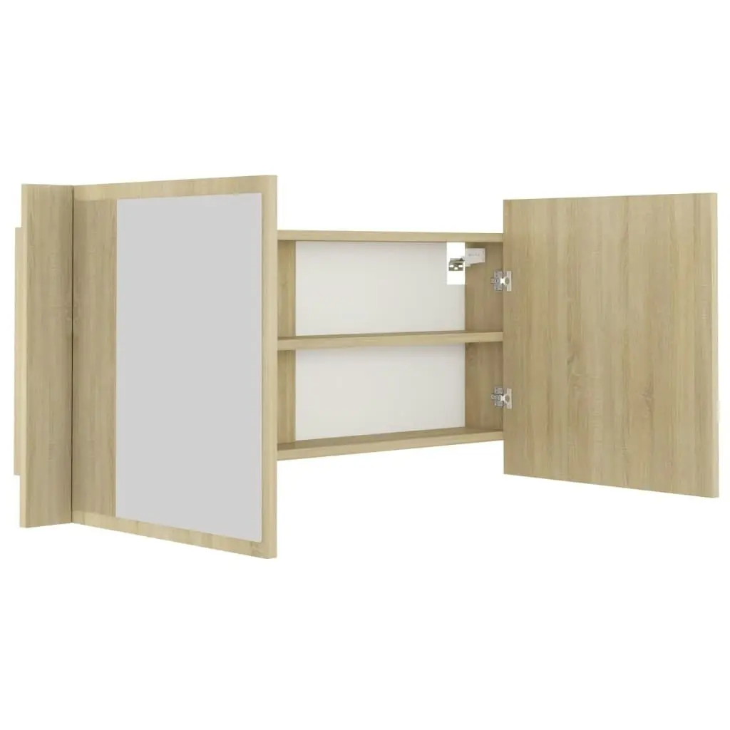 LED Bathroom Mirror Cabinet Sonoma Oak 100x12x45 cm Acrylic 804983