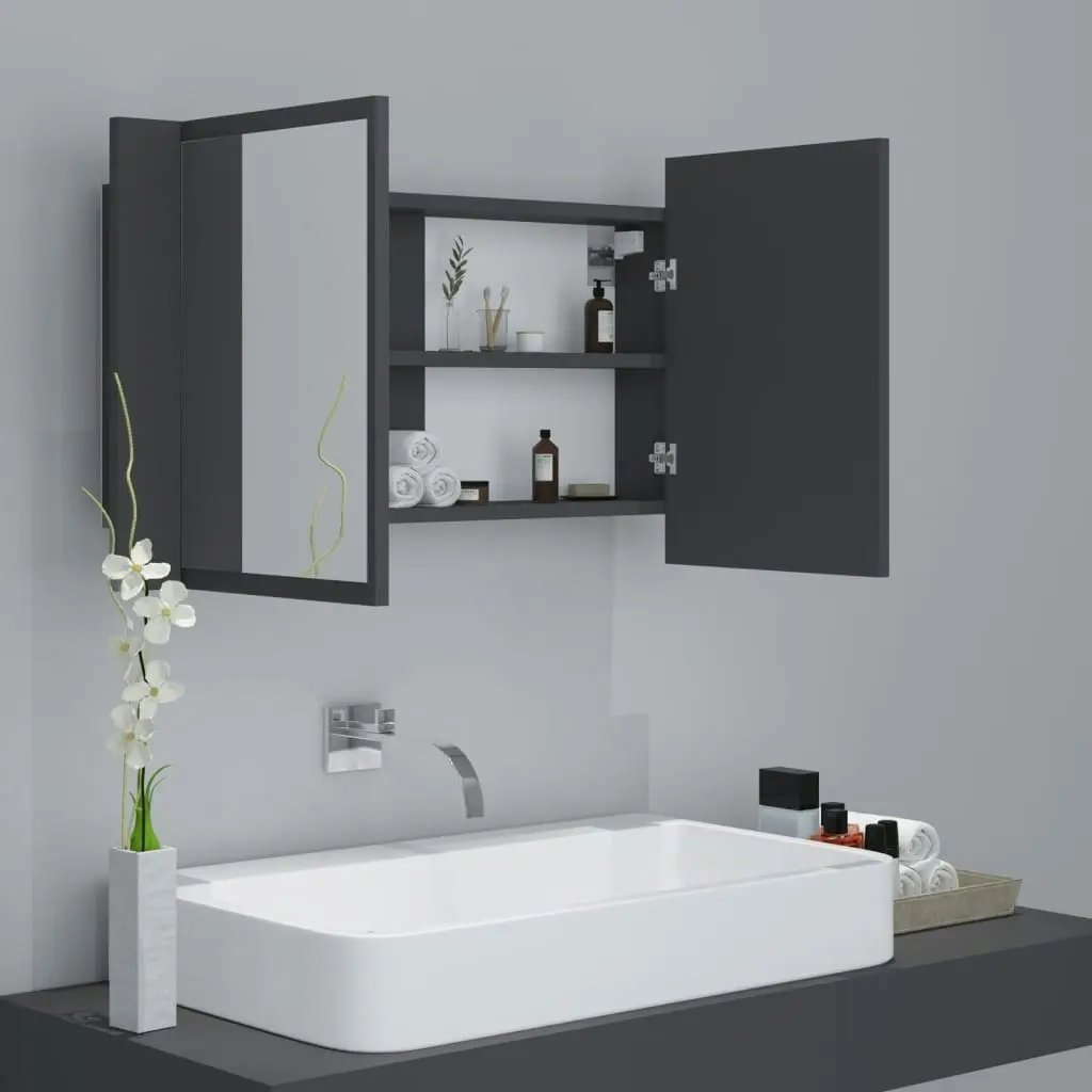 LED Bathroom Mirror Cabinet Grey 80x12x45 cm Acrylic 804966