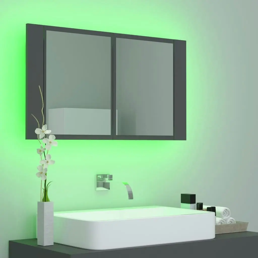 LED Bathroom Mirror Cabinet Grey 80x12x45 cm Acrylic 804966