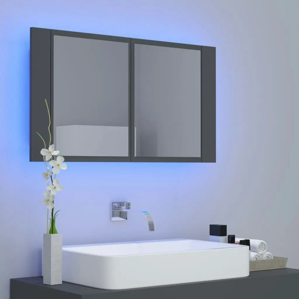 LED Bathroom Mirror Cabinet Grey 80x12x45 cm Acrylic 804966