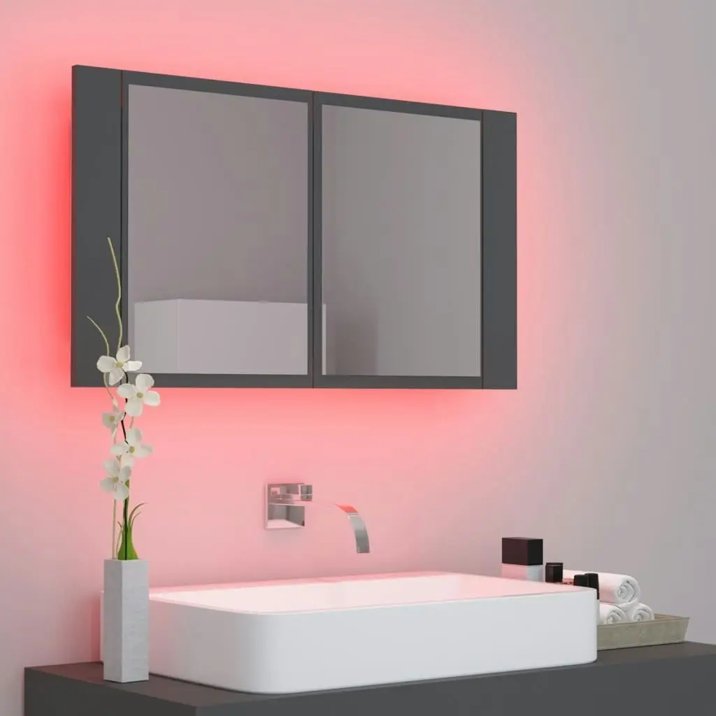 LED Bathroom Mirror Cabinet Grey 80x12x45 cm Acrylic 804966