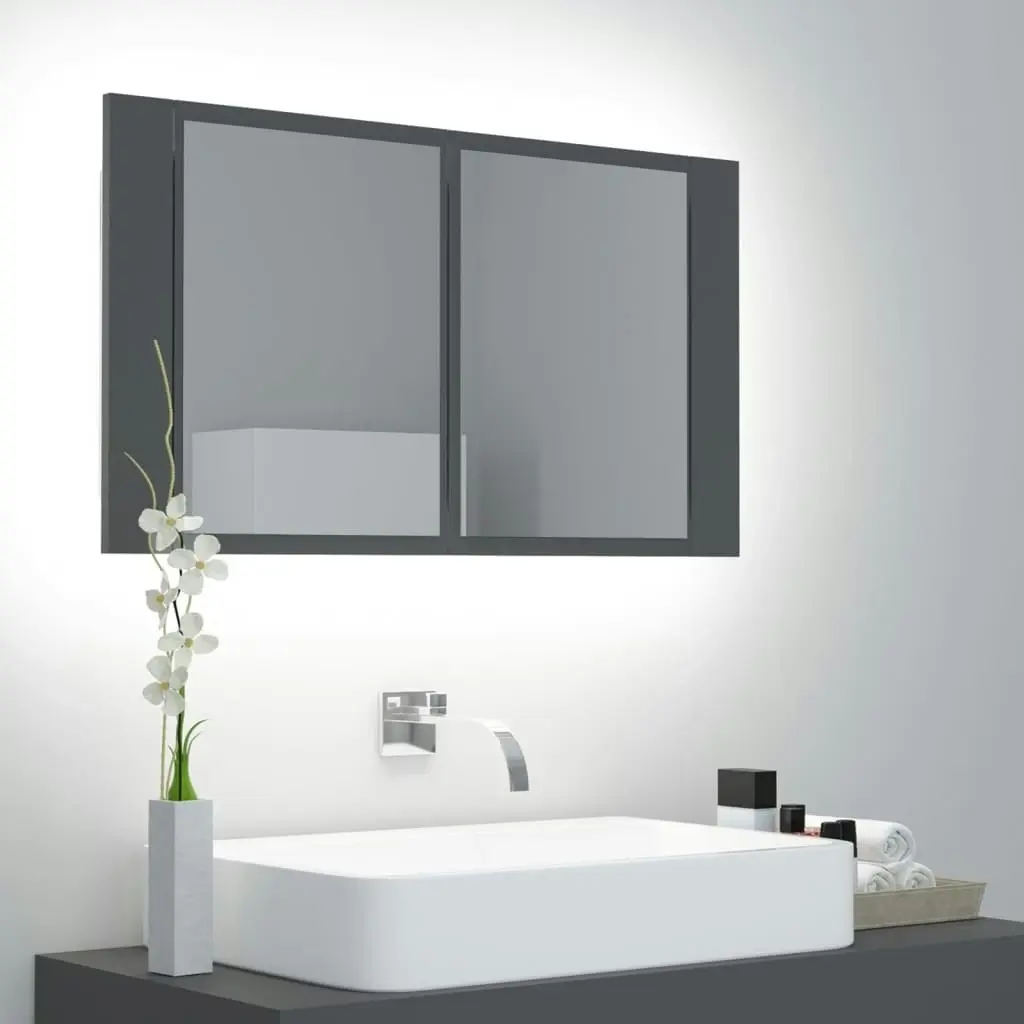 LED Bathroom Mirror Cabinet Grey 80x12x45 cm Acrylic 804966