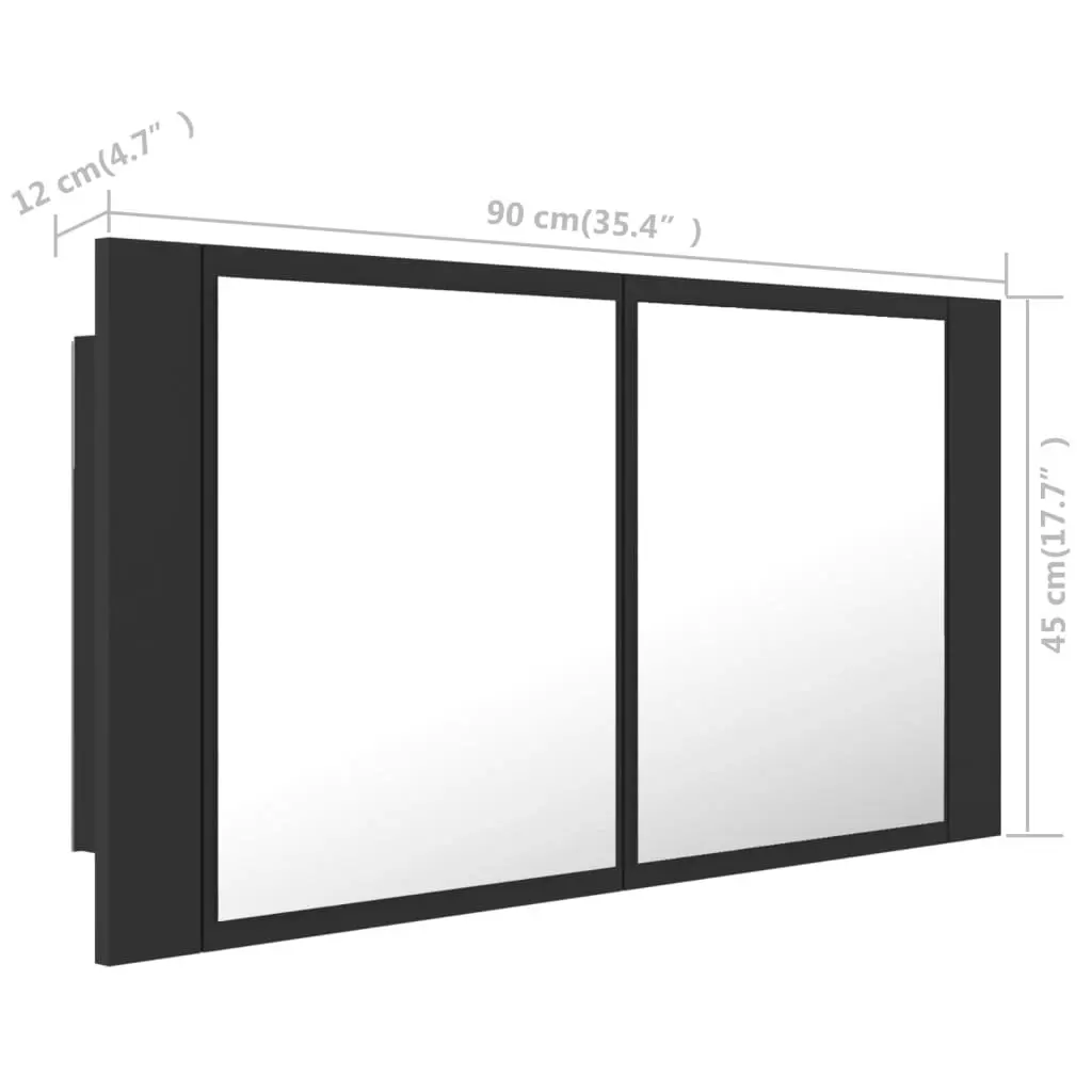 LED Bathroom Mirror Cabinet Grey 90x12x45 cm Acrylic 804974