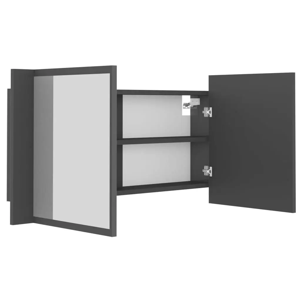 LED Bathroom Mirror Cabinet Grey 90x12x45 cm Acrylic 804974