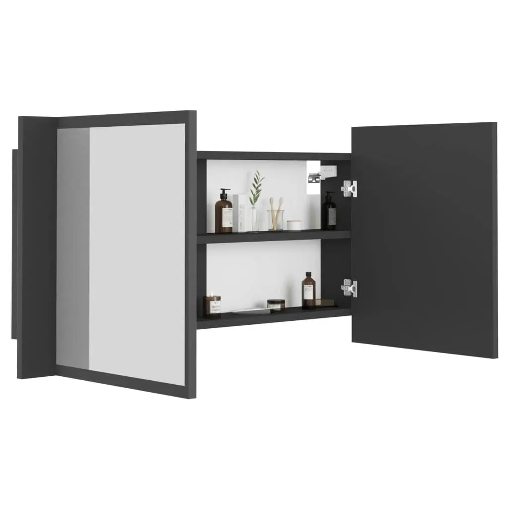 LED Bathroom Mirror Cabinet Grey 90x12x45 cm Acrylic 804974