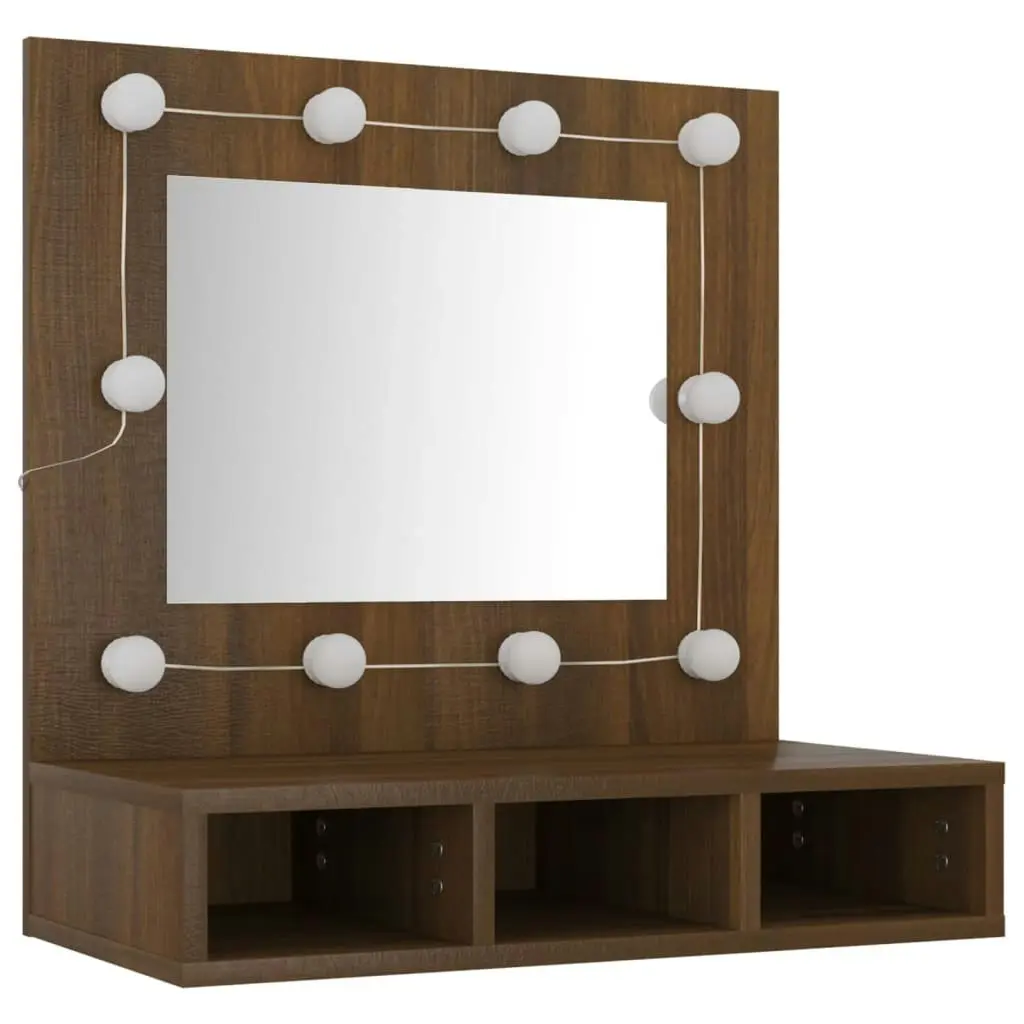 Mirror Cabinet with LED Brown Oak 60x31.5x62 cm 820456