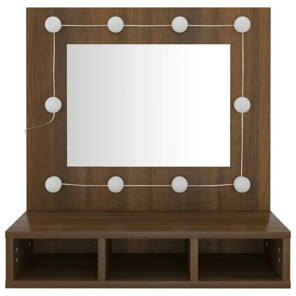 Mirror Cabinet with LED Brown Oak 60x31.5x62 cm 820456